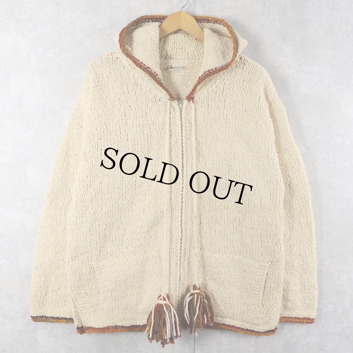 画像1: Bolivian Imports by Lucy ECUADOR製 ウールニットパーカー L (1)