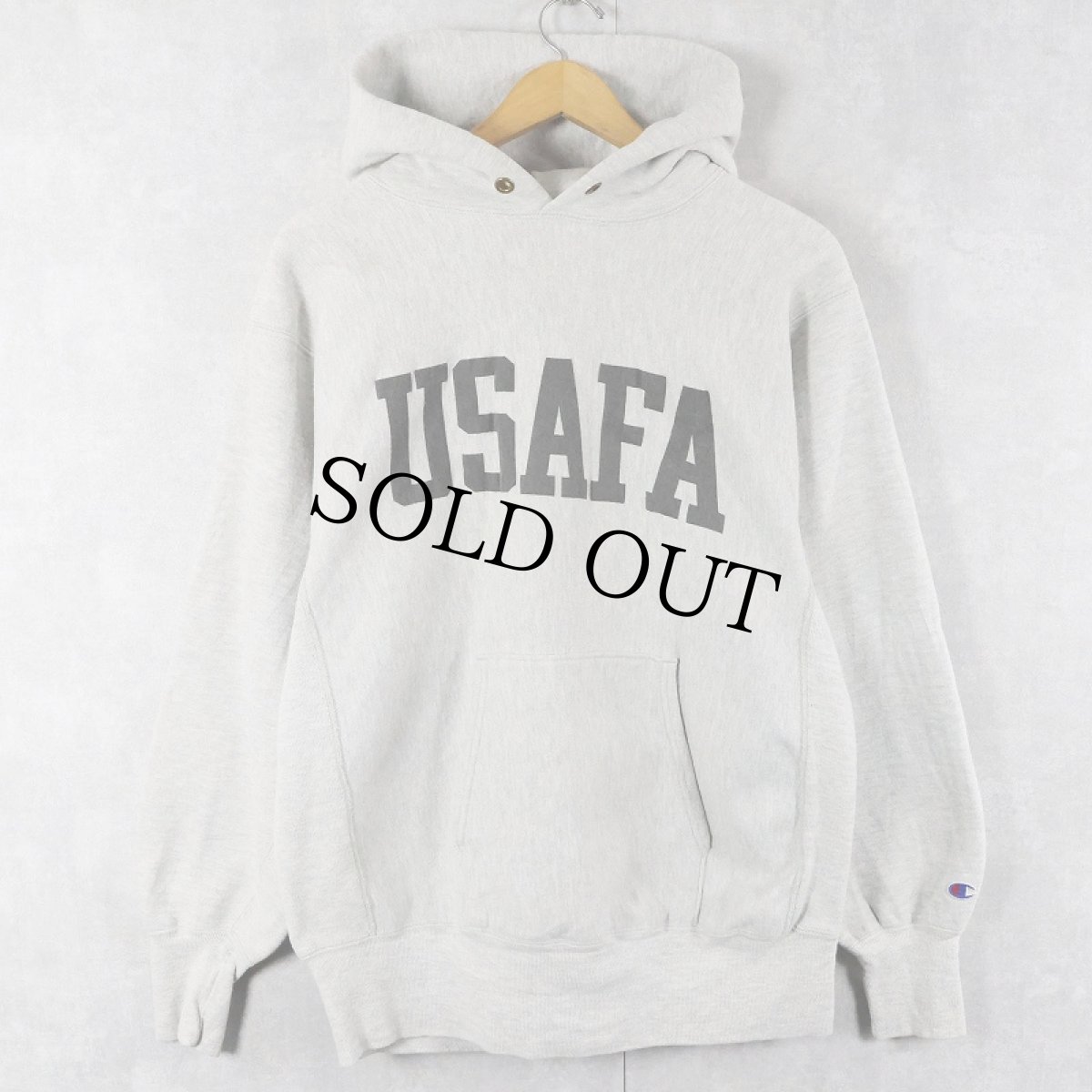 画像1: 90's Champion REVERSE WEAVE USA製 "USAFA" リフレクタープリントスウェットフーディー L (1)