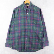 画像1: 80〜90's L.L.Bean USA製 チェック柄 ボタンダウンネルシャツ M (1)