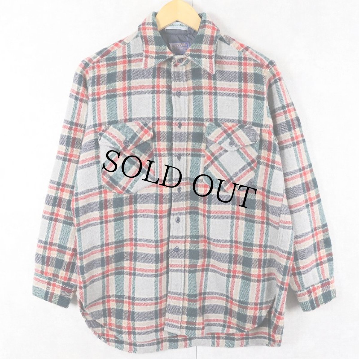 画像1: 70's PENDLETON×OUTDOORSMAN USA製 チェック柄 ウールシャツ L (1)