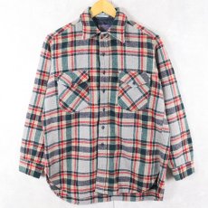画像1: 70's PENDLETON×OUTDOORSMAN USA製 チェック柄 ウールシャツ L (1)