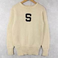 画像1: 50's ウール アワードニットセーター (1)