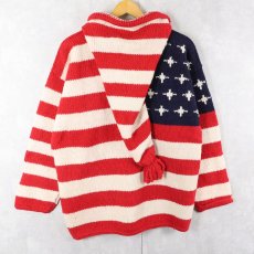 画像2: ECUADOR製 星条旗柄 ウールニットパーカー (2)