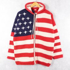 画像1: ECUADOR製 星条旗柄 ウールニットパーカー (1)