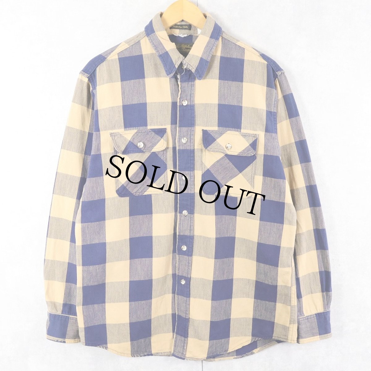 画像1: 70〜80's Eddie Bauer USA製 ブロックチェック柄 ヘビーネルシャツ L (1)