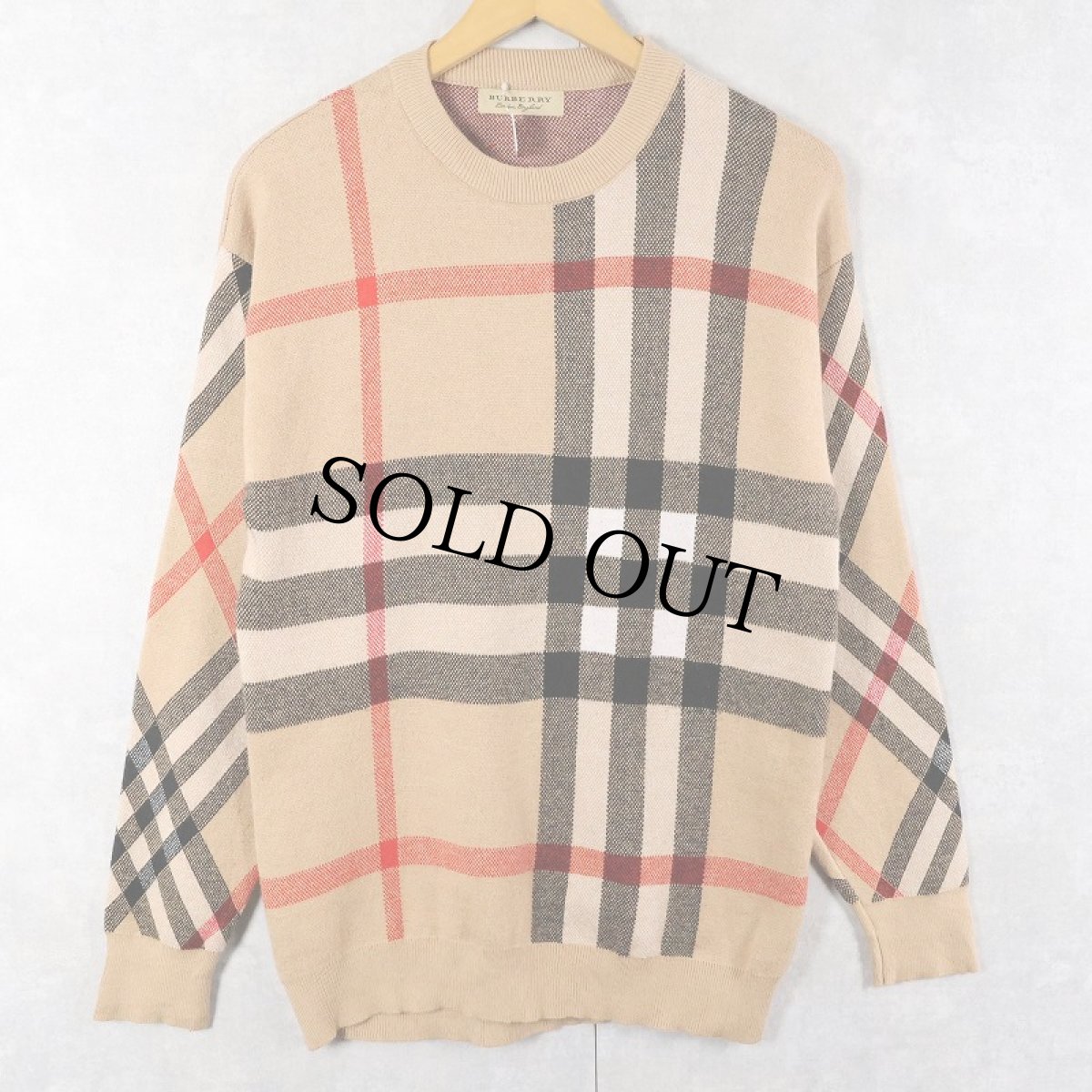 画像1: BURBERRY ノバチェック柄 ウールニットセーター (1)