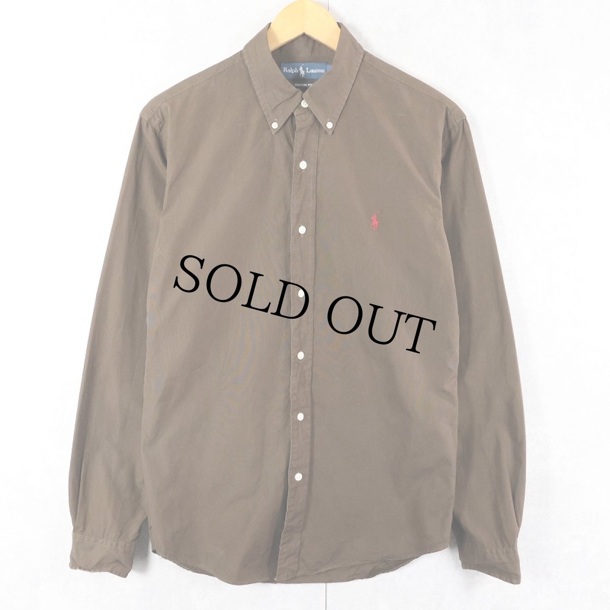 画像1: Ralph Lauren "CUSTOM FIT" コットンボタンダウンシャツ M (1)