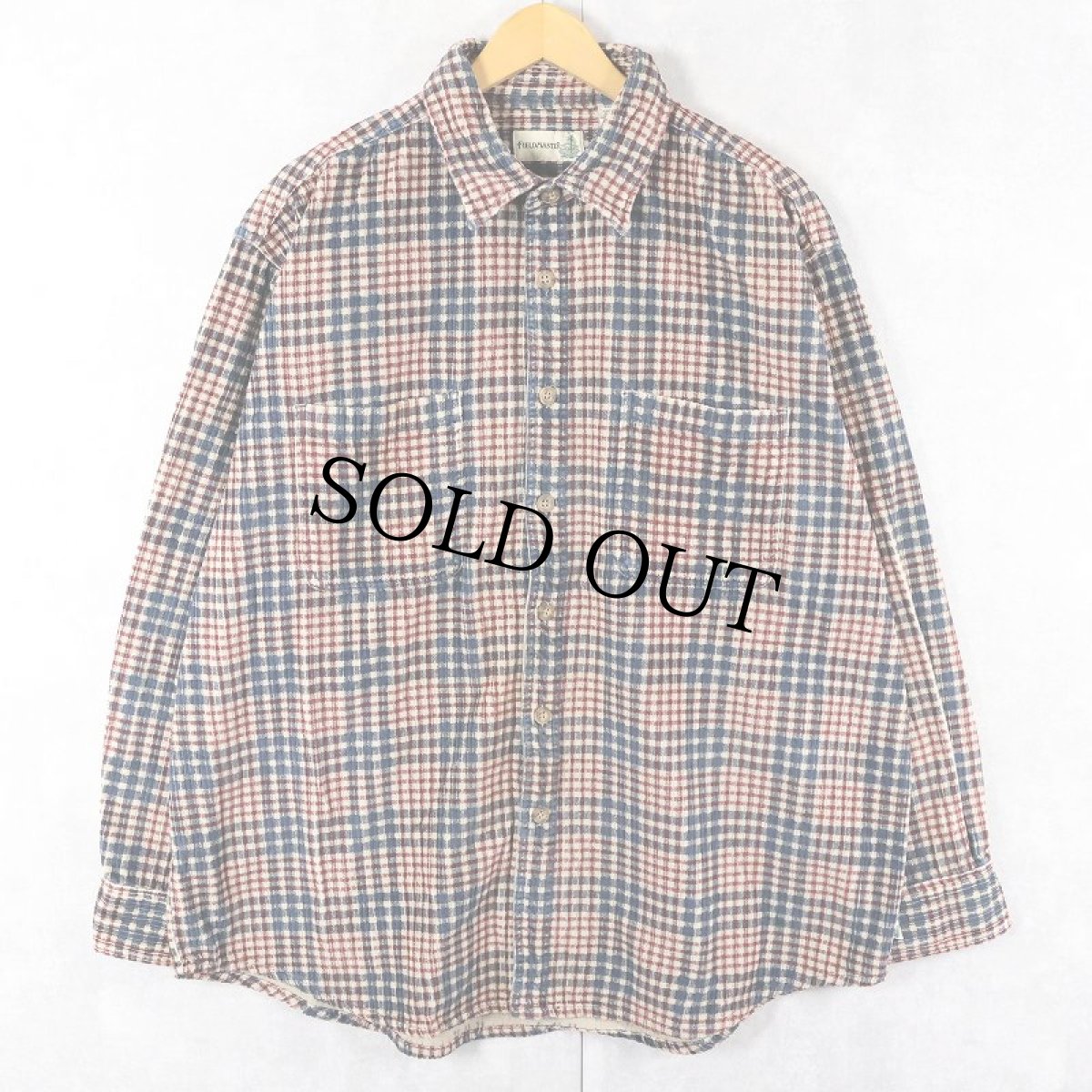画像1: 90's Fieldmaster チェック柄 プリントコーデュロイシャツ XL (1)