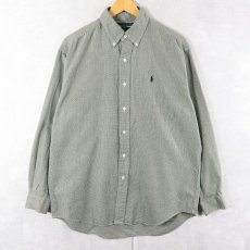 画像1: Ralph Lauren "BLAIRE" 千鳥格子柄 コットンボタンダウンシャツ M (1)