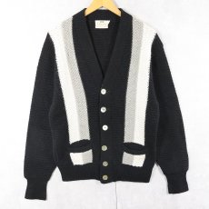 画像1: 60's CAMPUS USA製 切り替えデザイン ラムウール×ナイロン ニットカーディガン S (1)