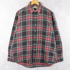 画像1: 80〜90's L.L.Bean USA製 タータンチェック柄 ライトネルシャツ L (1)