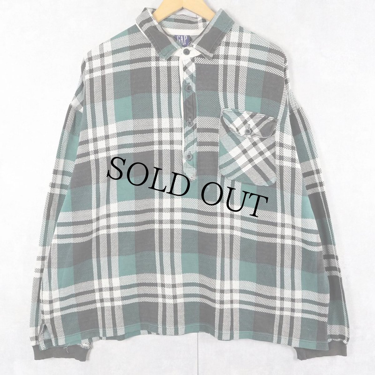 画像1: 90's GAP チェック柄 プルオーバーネルシャツ L (1)