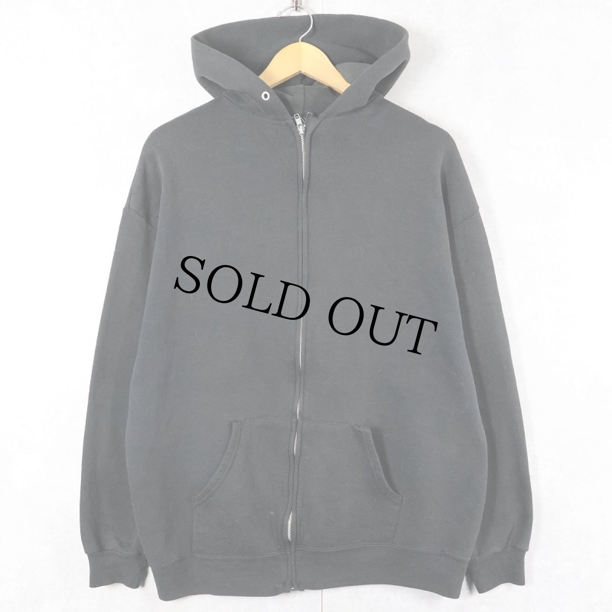 画像1: 90's JERZEES USA製 無地スウェットジップパーカー BLACK XL (1)