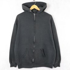 画像1: 90's JERZEES USA製 無地スウェットジップパーカー BLACK XL (1)