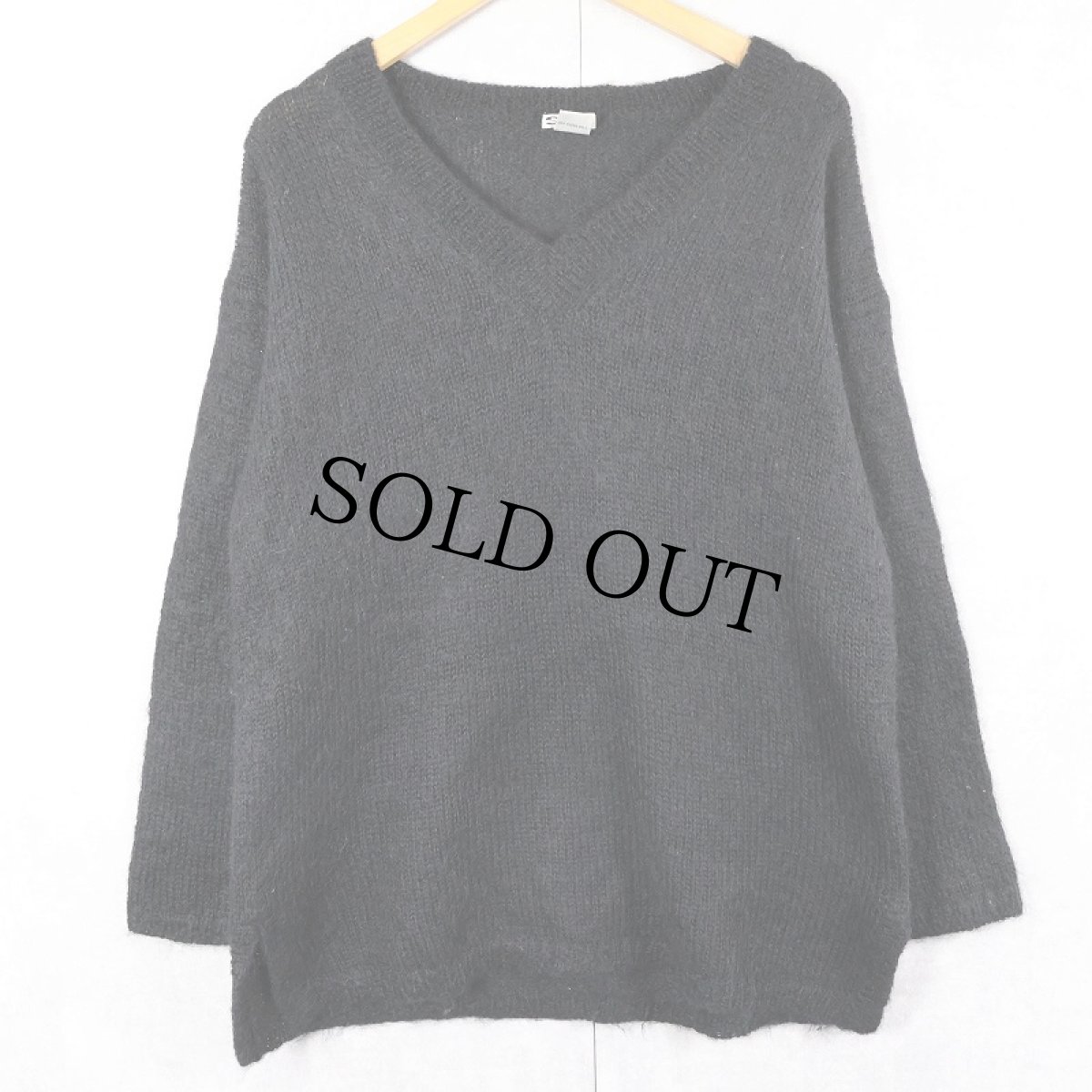 画像1: SILX モヘア×アクリル Vネックニットセーター BLACK M (1)