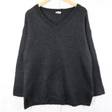 画像1: SILX モヘア×アクリル Vネックニットセーター BLACK M (1)