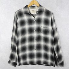 画像1: 60's ARROW オンブレーチェック柄 レーヨンオープンカラーシャツ S 14-14 1/2 (1)