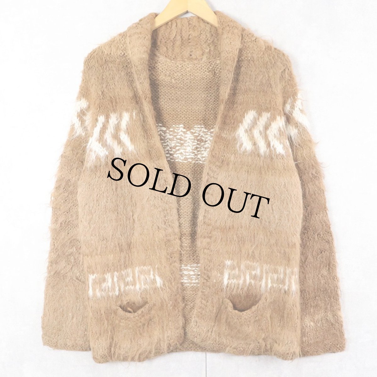 画像1: 柄織り モヘアニットカーディガン (1)