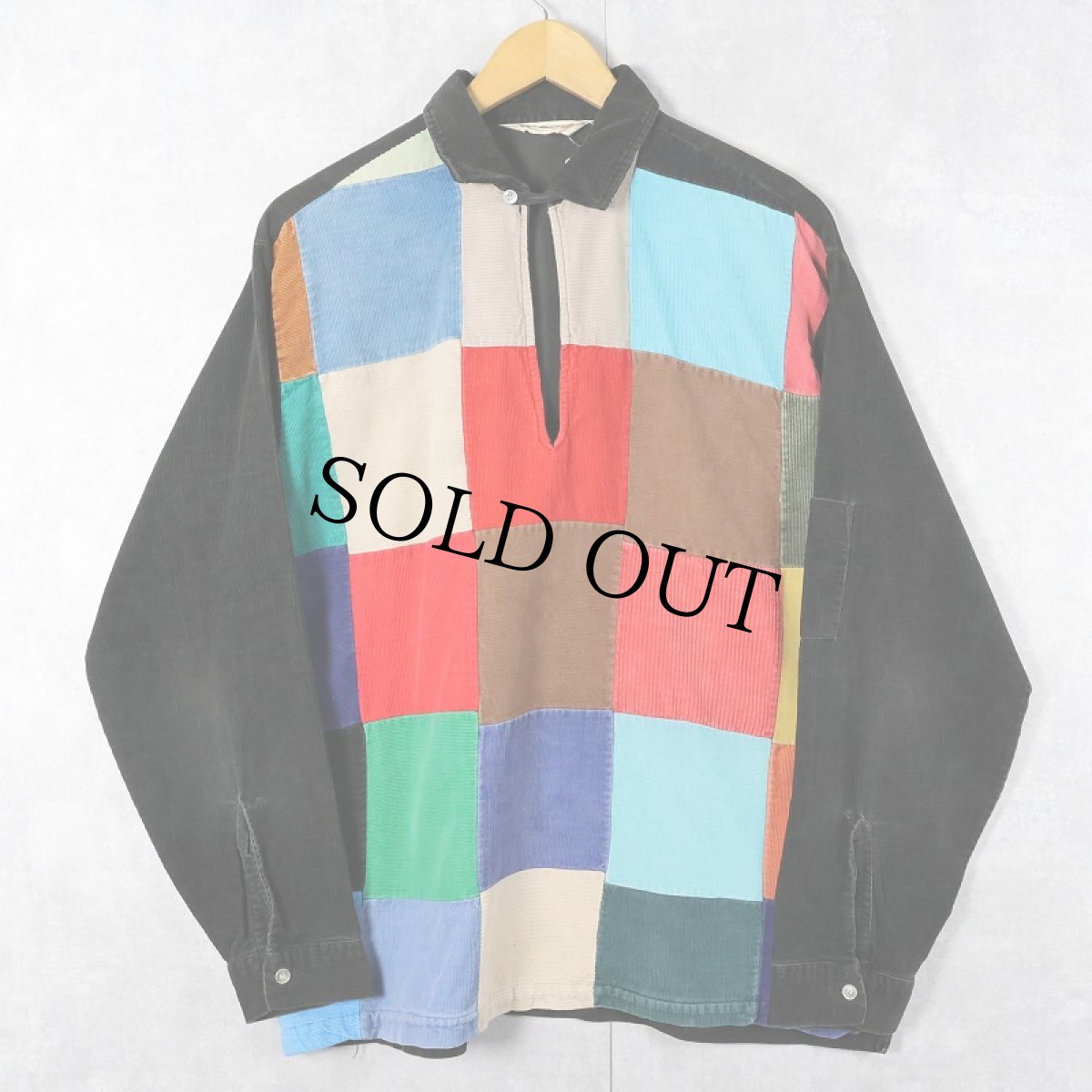 画像1: 60's Manhattan パッチワーク プルオーバー コーデュロイシャツ L 16-16 1/2 (1)