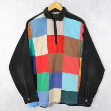 画像1: 60's Manhattan パッチワーク プルオーバー コーデュロイシャツ L 16-16 1/2 (1)