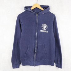 画像1: 80's Champion USA製 トリコタグ "BRUSSELS" プリントスウェットフーディー L (1)