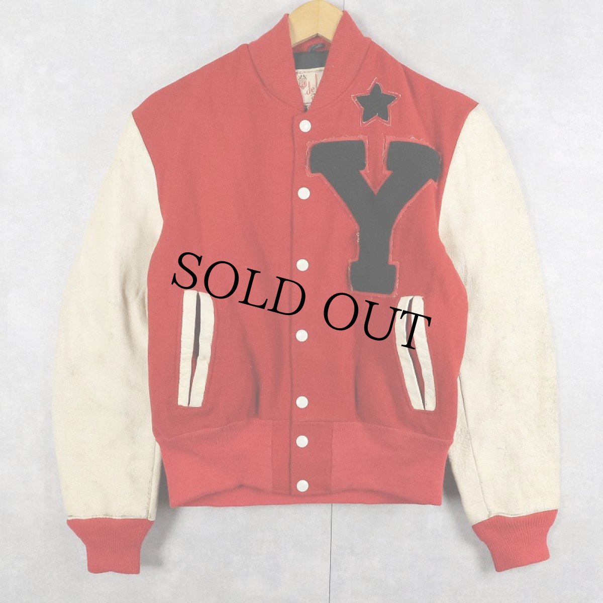 画像3: 50〜60's De Long ウール×レザー スタジャン (3)