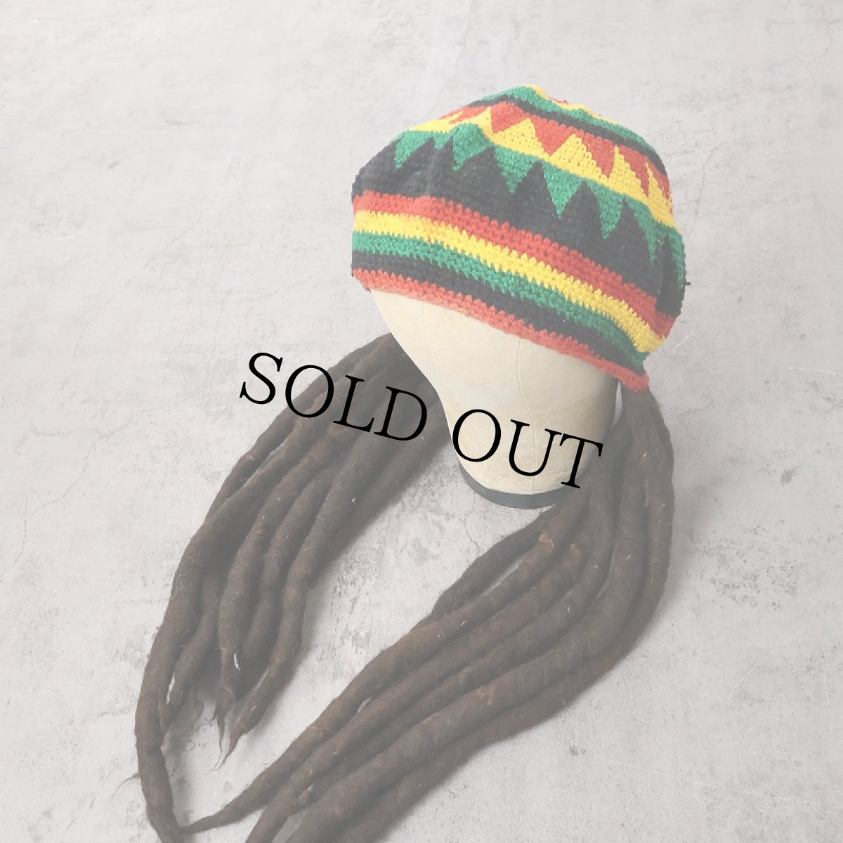 画像1: ラスタカラー ドレッドヘア コットンニットキャップ (1)