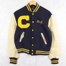 画像1: 60's Reed Sportswear チェーン刺繍 ウール×レザー スタジャン (1)