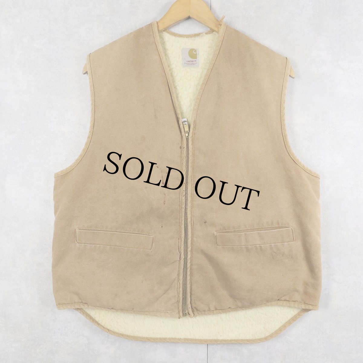 画像1: 70's Carhartt プリントタグ ボアライナーダックベスト L (1)