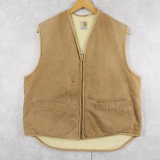 画像1: 70's Carhartt プリントタグ ボアライナーダックベスト L (1)