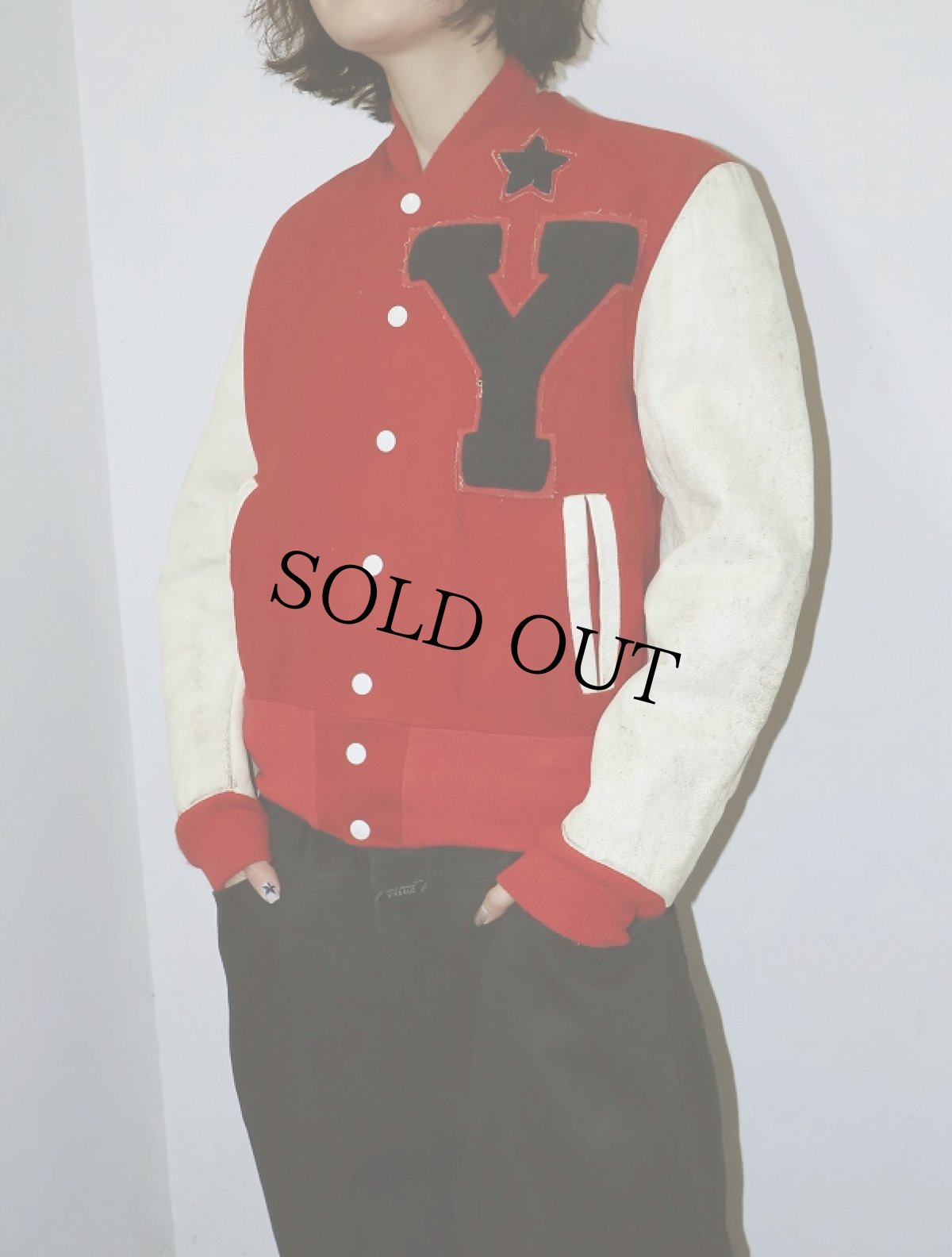 画像1: 50〜60's De Long ウール×レザー スタジャン (1)