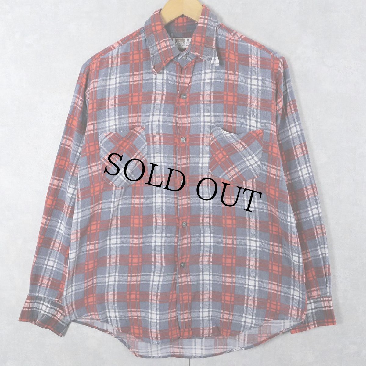 画像1: 70's MONTGOMERY WARD チェック柄 プリントネルシャツ M (1)