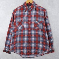 画像1: 70's MONTGOMERY WARD チェック柄 プリントネルシャツ M (1)