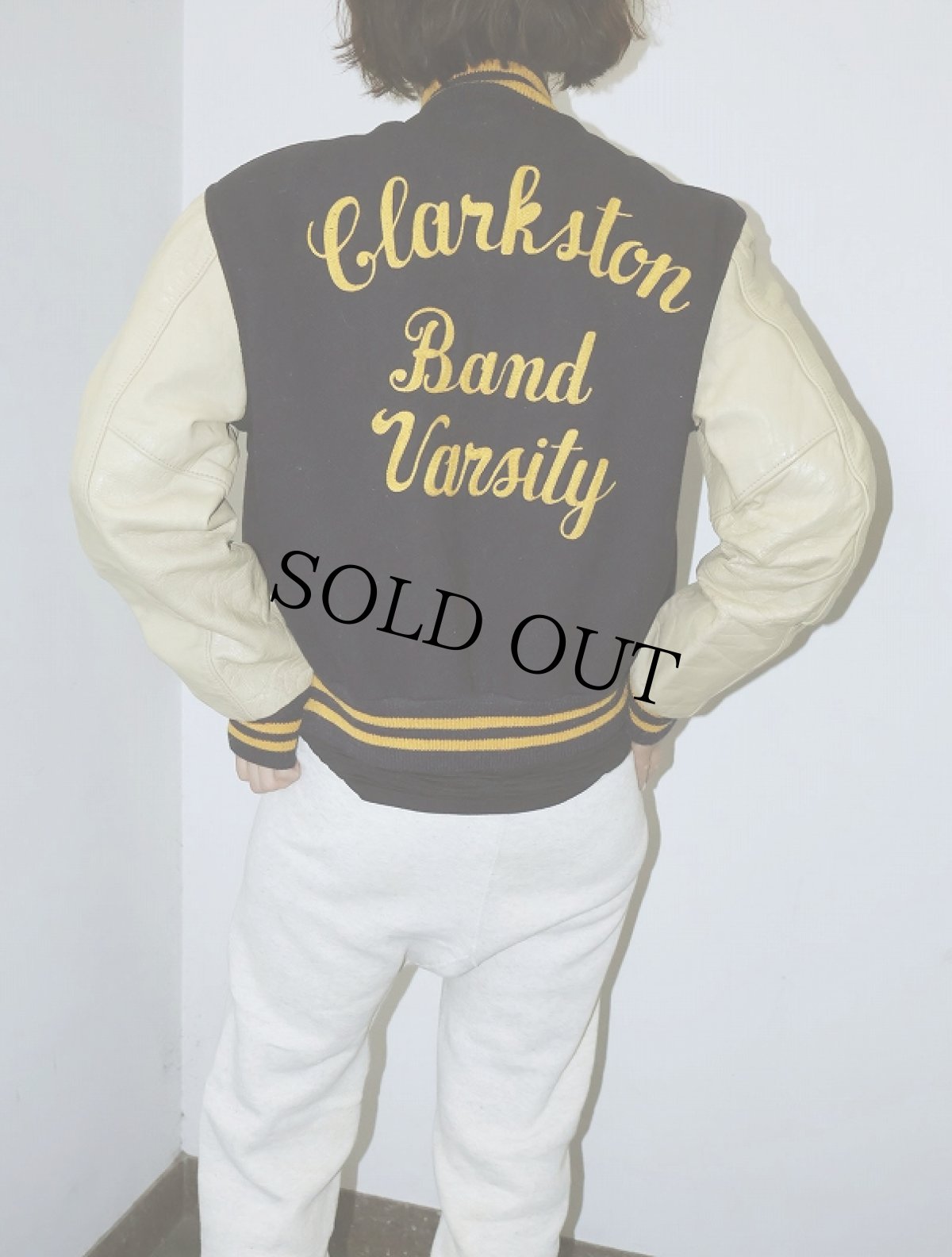 画像2: 60's Reed Sportswear チェーン刺繍 ウール×レザー スタジャン (2)