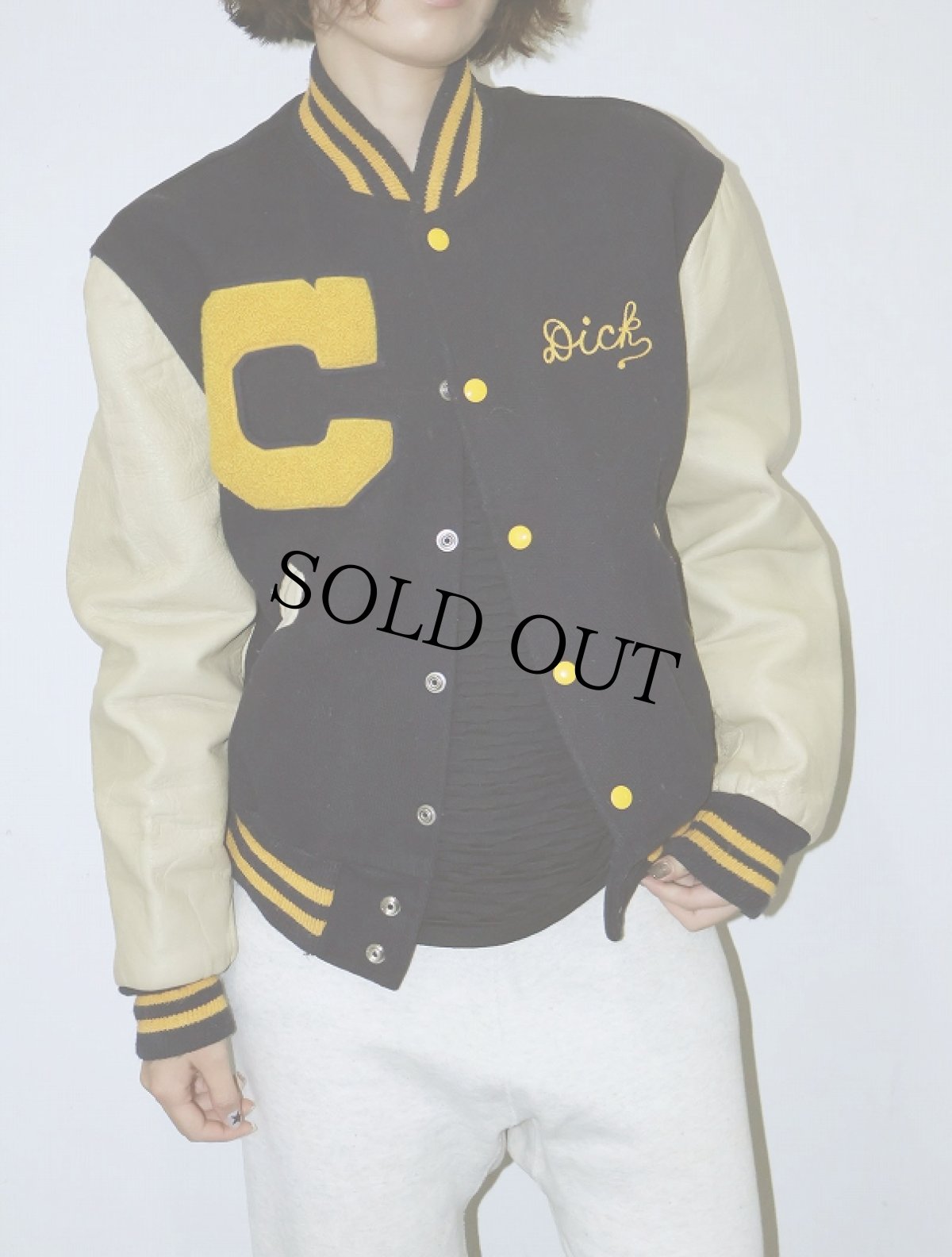 画像1: 60's Reed Sportswear チェーン刺繍 ウール×レザー スタジャン (1)