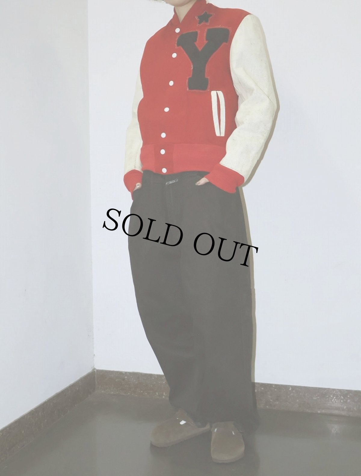 画像2: 50〜60's De Long ウール×レザー スタジャン (2)