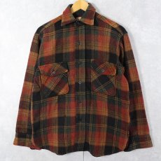 画像1: 50's FIVE BROTHER マチ付き チェック柄 ウールCPOシャツ (1)