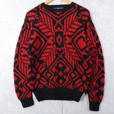 画像3: 90's〜 Ralph Lauren "HAND KNIT" ネイティブ柄 ウール ハンドニットセーター  (3)