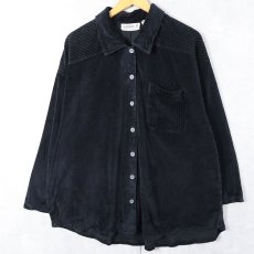 画像1: ERIKA II COLLECTION 切り替えデザイン ベロアシャツ BLACK (1)