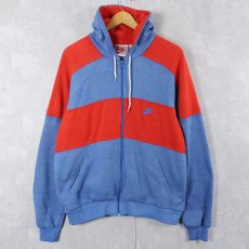 画像1: 90's NIKE 銀タグ ロゴ刺繍 スウェットジップパーカー L (1)