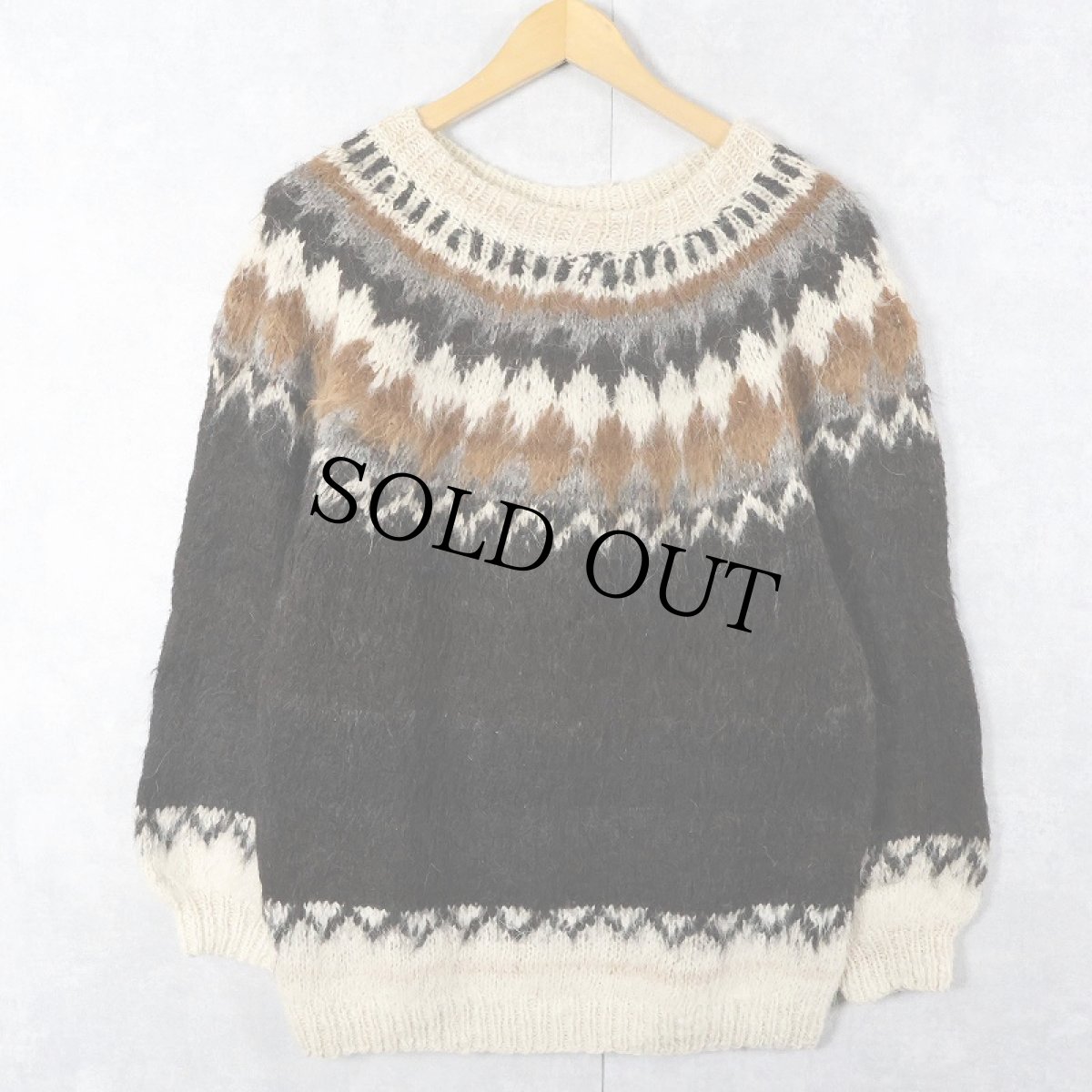 画像1: ノルディック柄 モヘアニットセーター  (1)