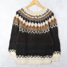 画像1: ノルディック柄 モヘアニットセーター  (1)