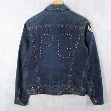 画像2: 60〜70's LEVI'S 70505 BIGE USA製 スタッズカスタム デニムジャケット (2)