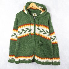 画像3: 90〜2000's EARTH RAGZ 総柄 ウールニットパーカー XL (3)