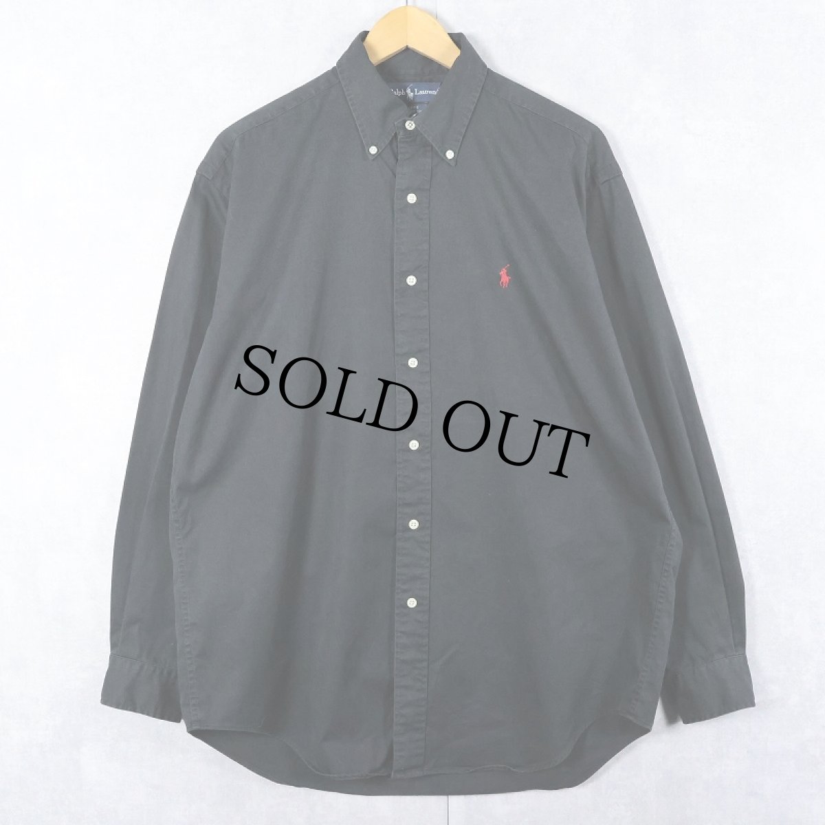 画像1: Ralph Lauren "BLAKE" コットンボタンダウンシャツ BLACK M (1)