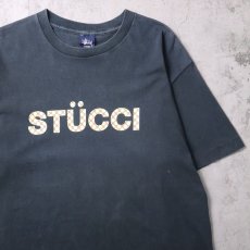 画像1: 90's STUSSY USA製 "STUCCI" パロディプリントTシャツ BLACK L (1)