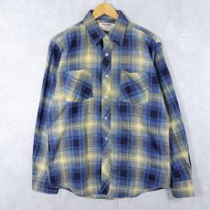画像1: 80's WEEDS チェック柄 ライトネルシャツ M (1)
