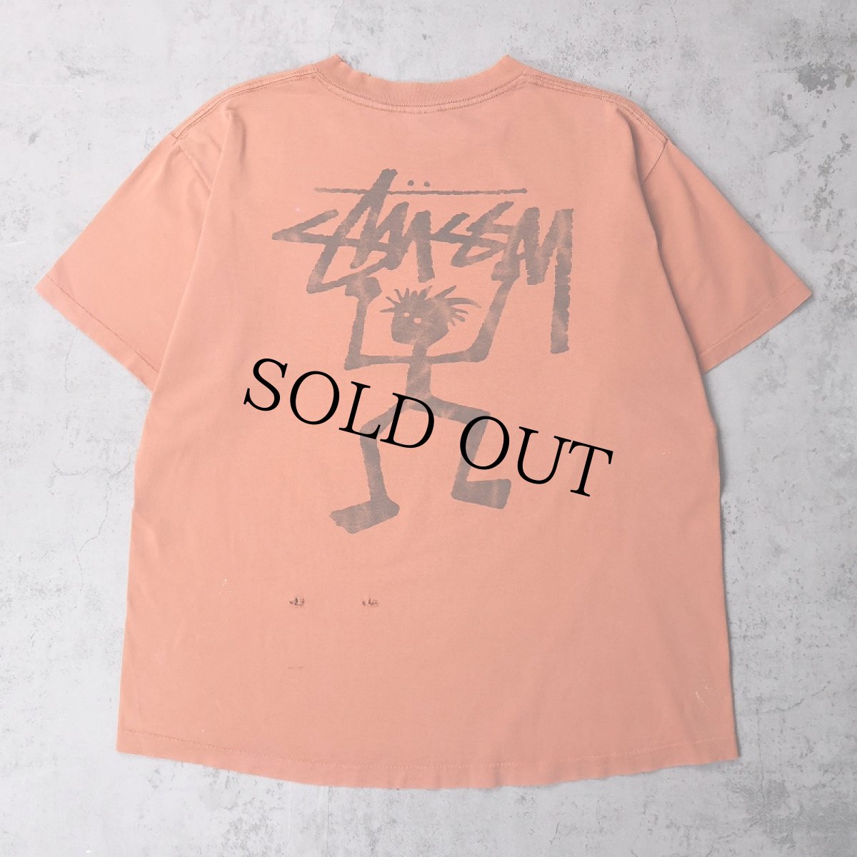 画像1: 80's STUSSY USA製 シャドーマンプリントTシャツ XL (1)
