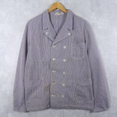 画像2: 60's VETRA 千鳥格子柄 ダブルブレスト コックジャケット SIZE46 (2)