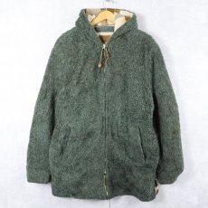 画像2: 70〜80's チェック柄×ボア ウールジップパーカー (2)